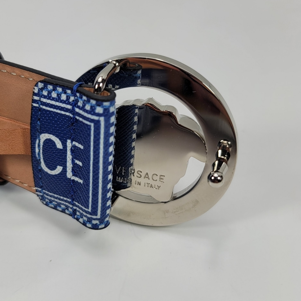 Versace Medusa Buckle Blue  Leather Belt - Stunning - New 85cm 34" - Picture 3 of 6